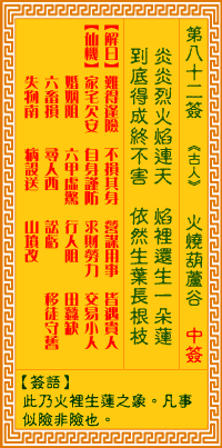 观音灵签 第82签:火烧葫芦谷